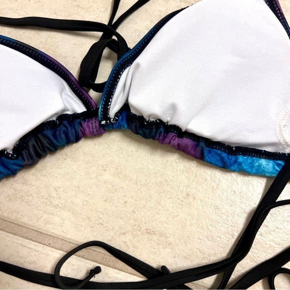 Adüh UPF 50 Benjamin Franklin 2-Piece Bikini Set Blue/Purple/Pink Size M lace up - Picture 9 of 10